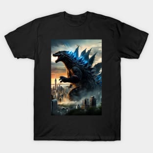Godzilla fighting aliens T-Shirt